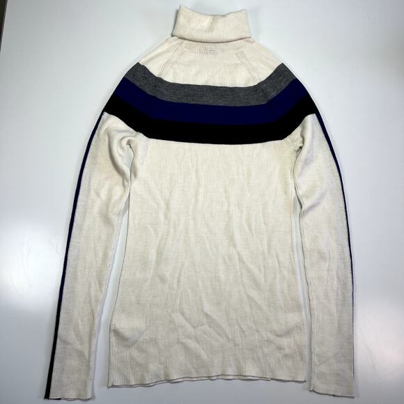 Athleta Small Brookshire Colorblock Ribbed Turtleneck Sweater Blue White Black - Picture 13 of 13